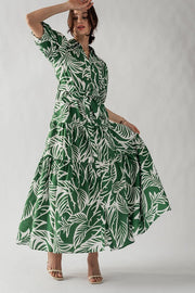 Elsie Tropical Print Maxi Sundress Green-Dress-Urban Daizy-S-Urbanheer