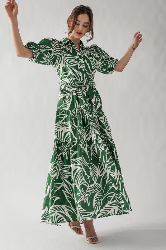 Elsie Tropical Print Maxi Sundress Green-Dress-Urban Daizy-S-Urbanheer