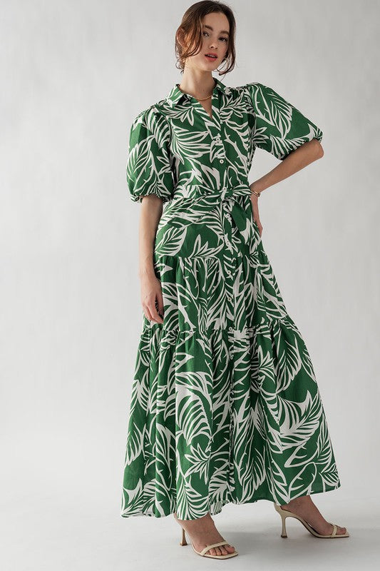 Elsie Tropical Print Maxi Sundress Green-Dress-Urban Daizy-S-Urbanheer