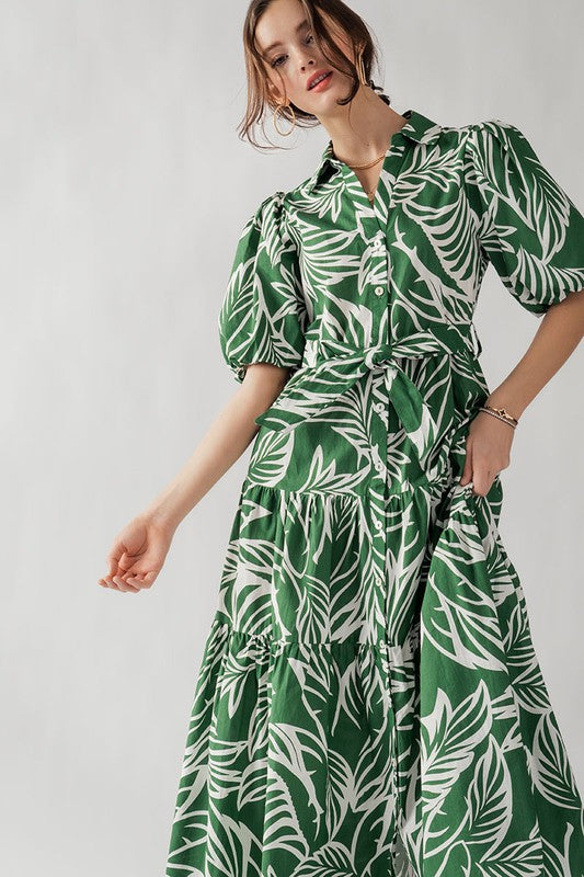 Elsie Tropical Print Maxi Sundress Green-Dress-Urban Daizy-S-Urbanheer