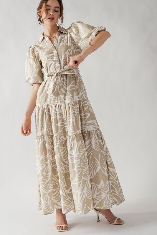 Elsie Tropical Print Maxi Sundress Taupe-Dress-Urban Daizy-S-Urbanheer