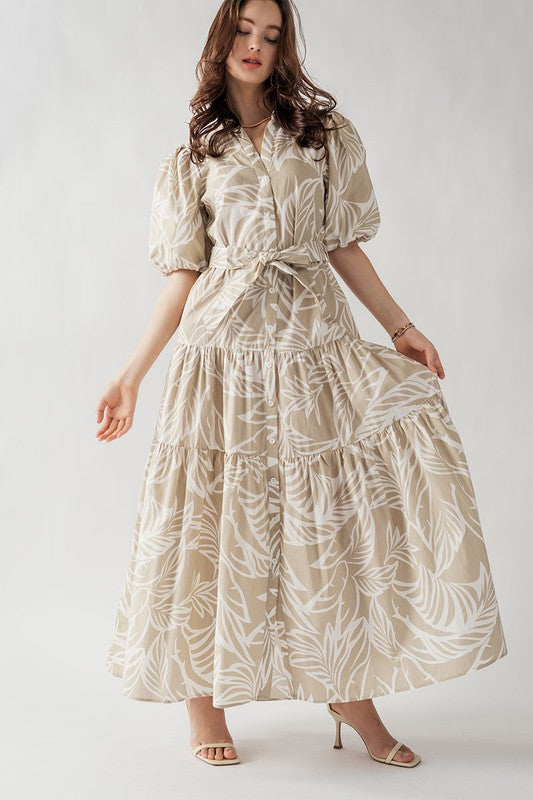 Elsie Tropical Print Maxi Sundress Taupe-Dress-Urban Daizy-S-Urbanheer