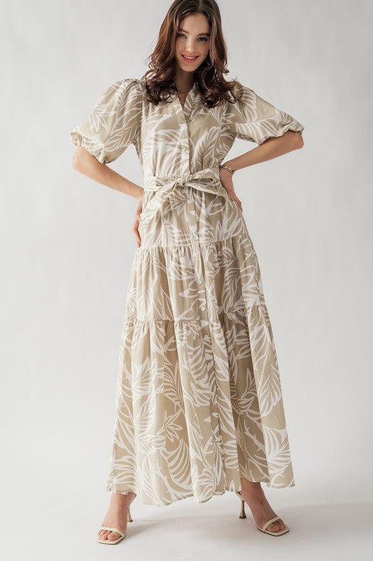 Elsie Tropical Print Maxi Sundress Taupe-Dress-Urban Daizy-S-Urbanheer