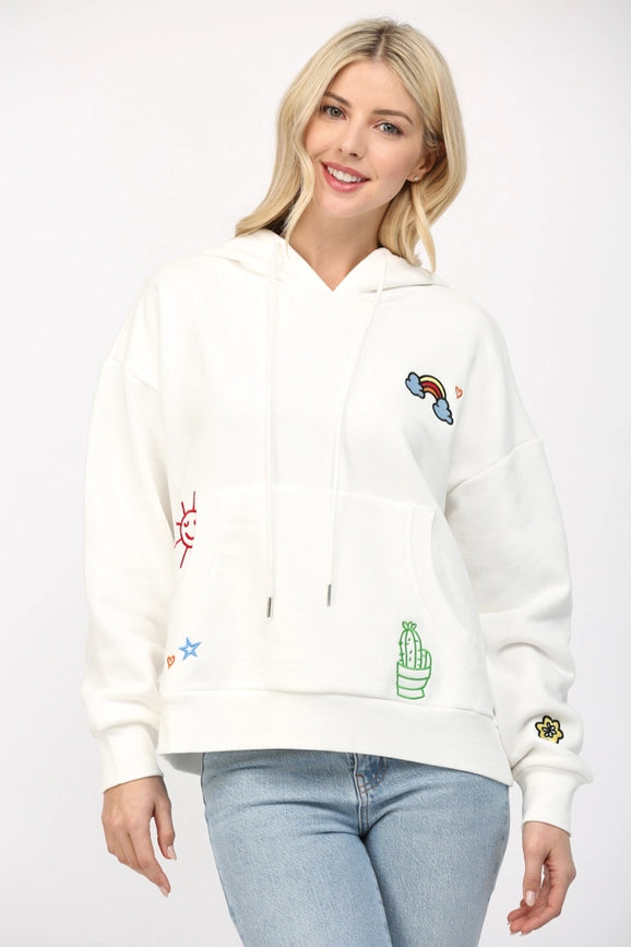 Emb Hoodie Sweatshirt-Sweatshirt-FATE-S-OFF WHITE-Urbanheer