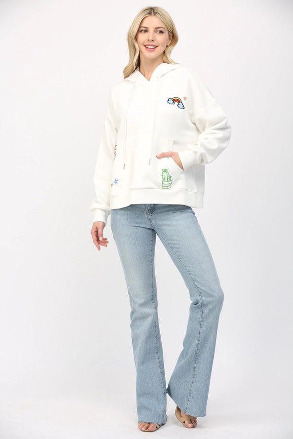 Emb Hoodie Sweatshirt-Sweatshirt-FATE-S-OFF WHITE-Urbanheer