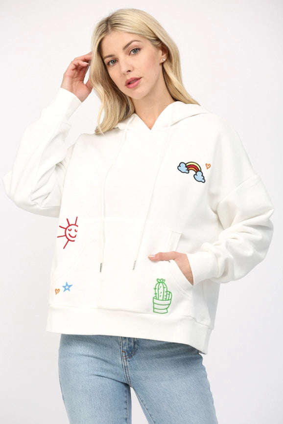Emb Hoodie Sweatshirt-Sweatshirt-FATE-S-OFF WHITE-Urbanheer