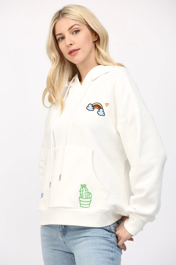 Emb Hoodie Sweatshirt-Sweatshirt-FATE-S-OFF WHITE-Urbanheer