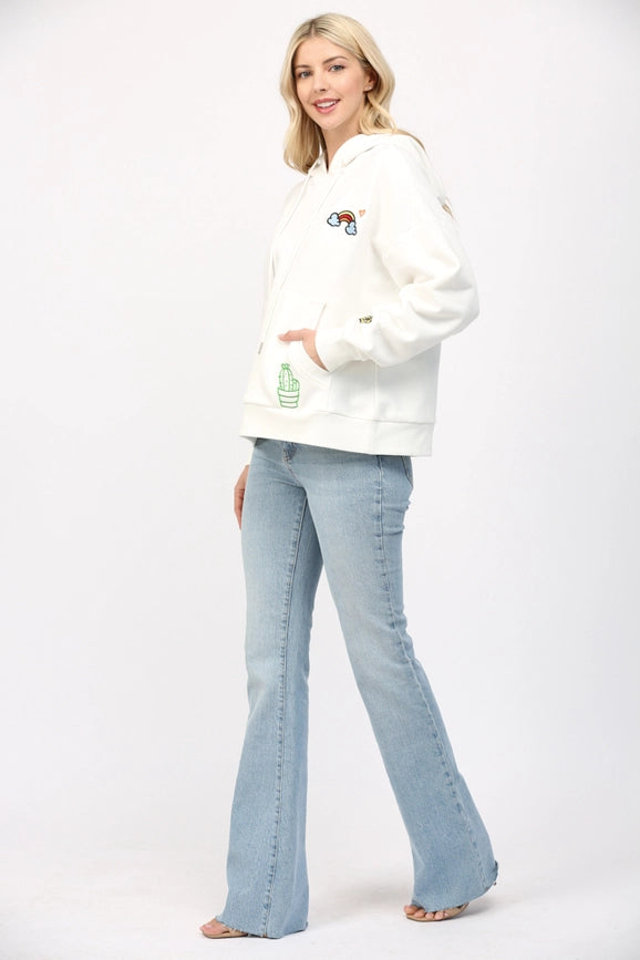 Emb Hoodie Sweatshirt-Sweatshirt-FATE-S-OFF WHITE-Urbanheer