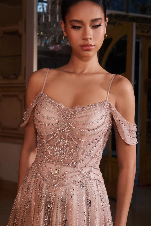 Embellished A-Line Tulle Gown