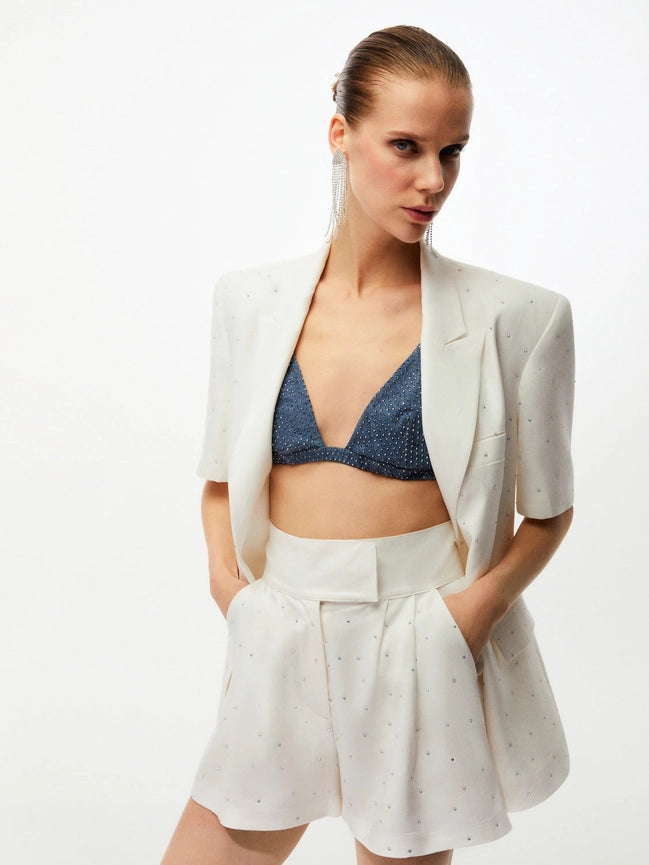 Embellished Shorts-Shorts-NOCTURNE-XS-Ecru-Urbanheer