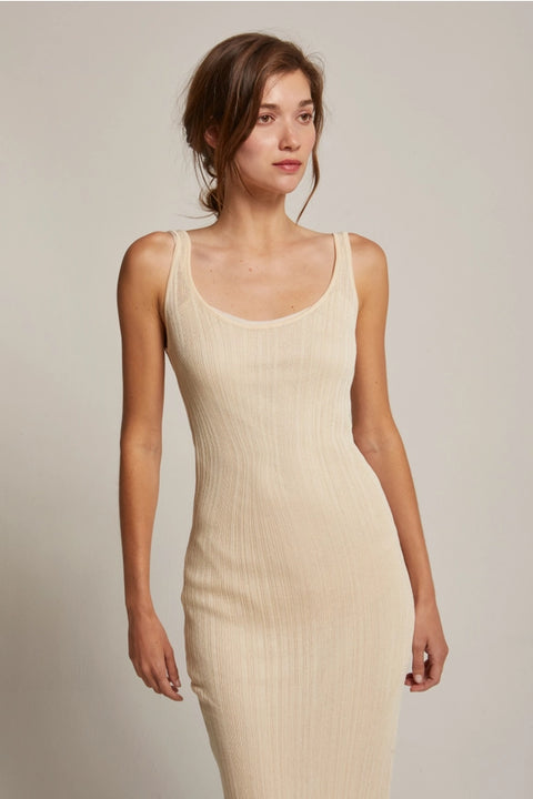 Emberly Semi Sheer Ribbed Maxi Dress CREAM-Dress-Crescent-XS-CREAM-Urbanheer