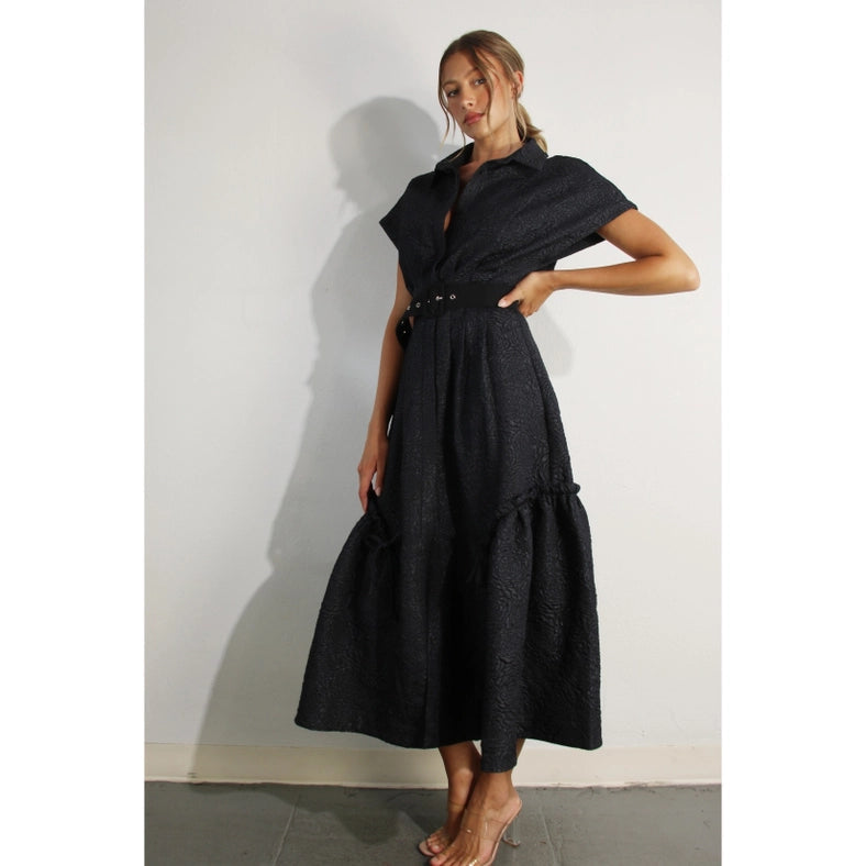 Embossed Long Dress-Dress-Mulla-S-BLACK-Urbanheer