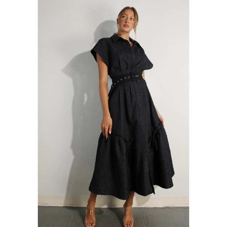 Embossed Long Dress-Dress-Mulla-S-BLACK-Urbanheer