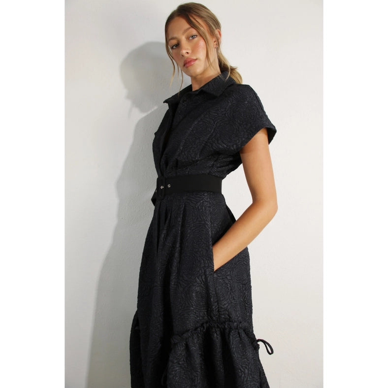 Embossed Long Dress-Dress-Mulla-S-BLACK-Urbanheer