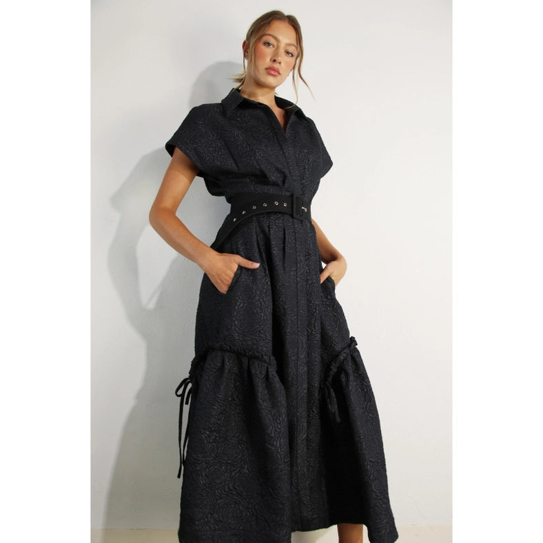 Embossed Long Dress-Dress-Mulla-S-BLACK-Urbanheer