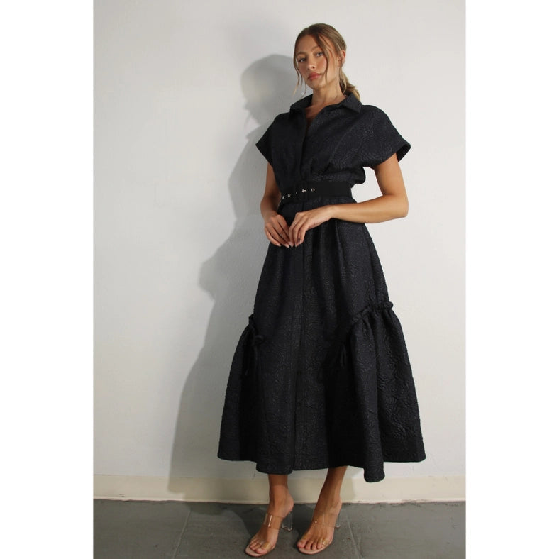 Embossed Long Dress-Dress-Mulla-S-BLACK-Urbanheer