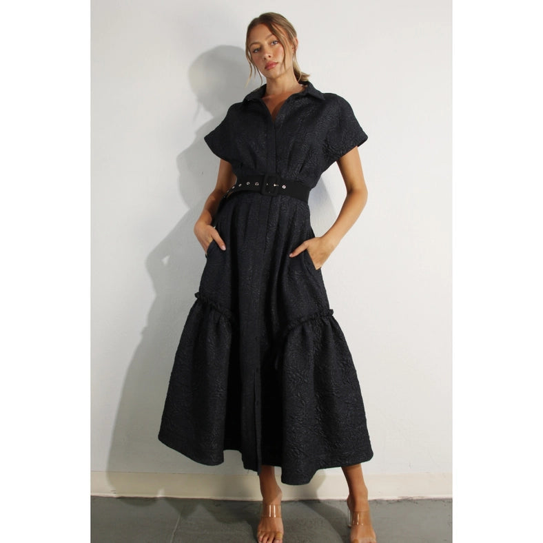 Embossed Long Dress-Dress-Mulla-S-BLACK-Urbanheer