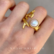Embraced White Pearl Ring | 10x10mm | 24k Gold Filled-Ring-WILYMI Jewelry Co-1.1 in (2.8 cm)-Urbanheer