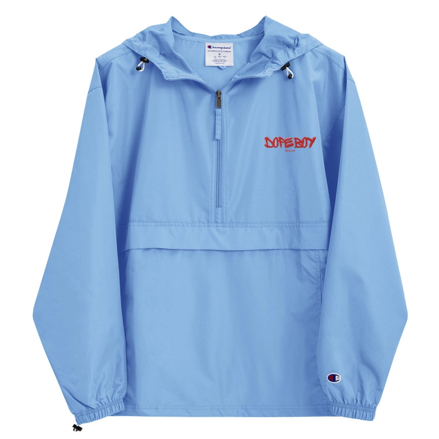 Embroidered Champion Packable Jacket Light Blue-Jackets-Dope Gurl Magic-S-Urbanheer