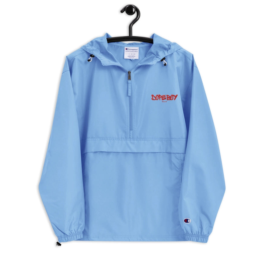 Embroidered Champion Packable Jacket Light Blue-Jackets-Dope Gurl Magic-S-Urbanheer