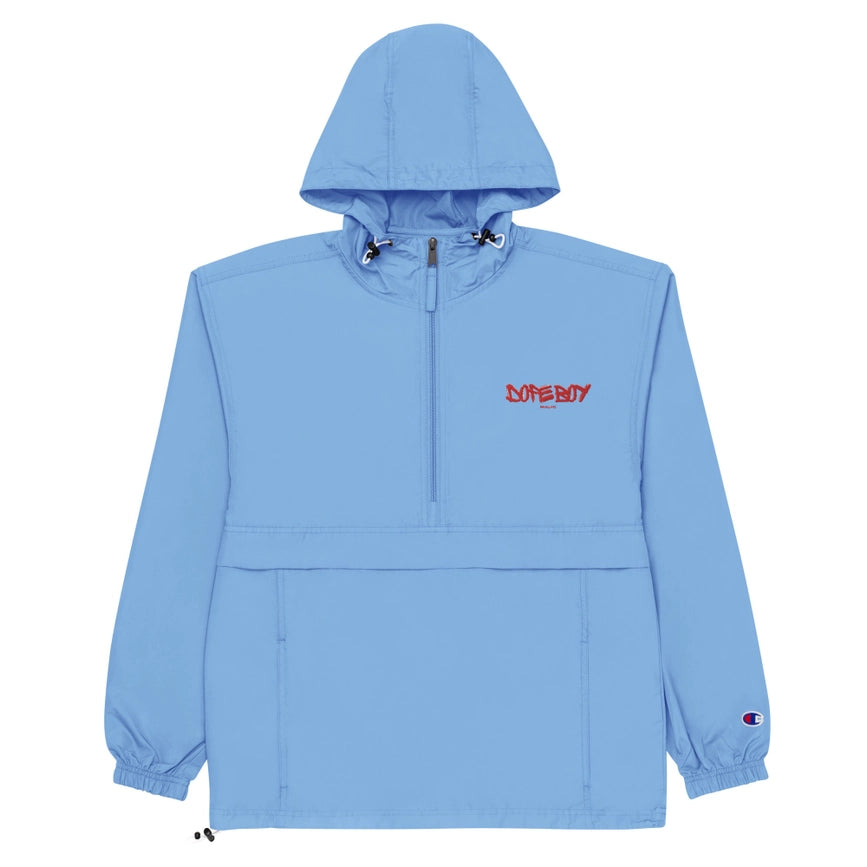 Embroidered Champion Packable Jacket Light Blue-Jackets-Dope Gurl Magic-S-Urbanheer