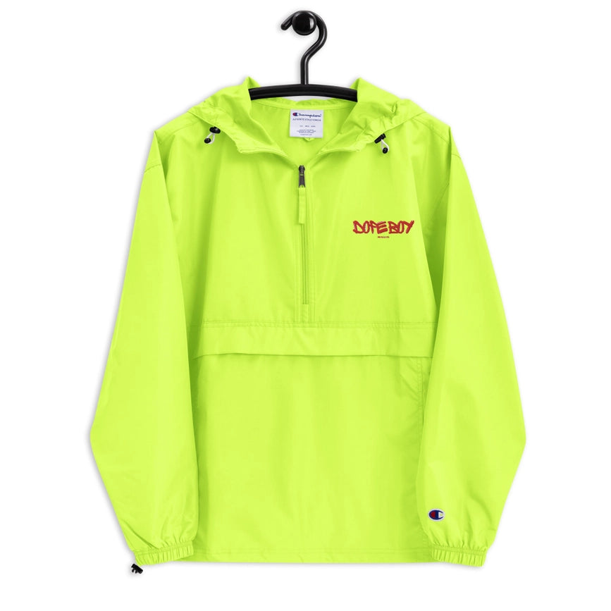 Embroidered Champion Packable Jacket Safety Green-Jackets-Dope Gurl Magic-S-Urbanheer