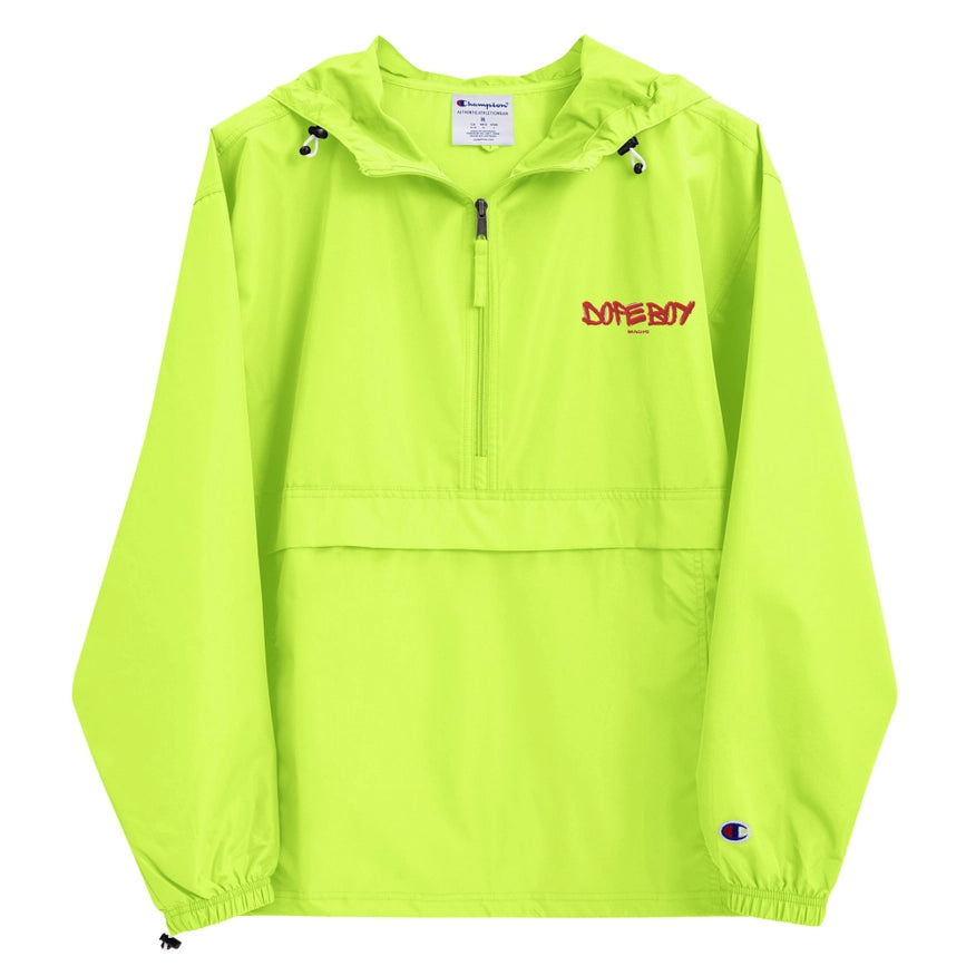 Embroidered Champion Packable Jacket Safety Green-Jackets-Dope Gurl Magic-S-Urbanheer