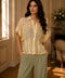 Embroidered Chiffon Button-Front Blouse