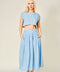 Embroidered Denim Crop Top and Skirt Set