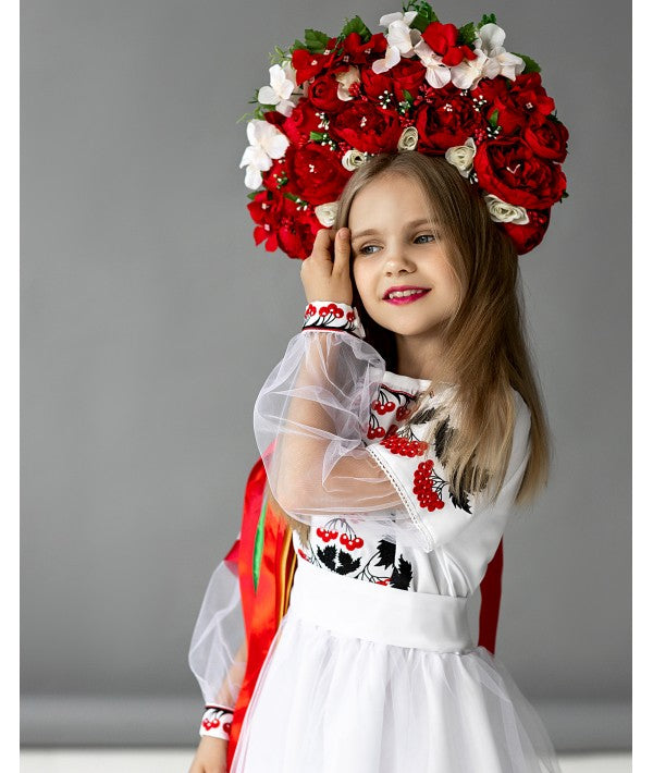 Embroidered Dress For Girl Kalina-Dress-Art Lev-116 cm/45.66 in-Urbanheer