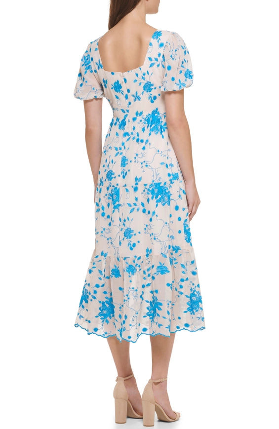 Embroidered Floral Midi-Dress-Kensie & Siena-2-IVORY BLUE-Urbanheer