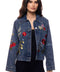 Embroidered Flora Denim Jacket | Blue