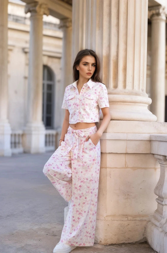 Embroidered Floral Wide-Leg Pants – Blossom Elegance (Pink)-Pants-Majestique Paris-S-Pink-Urbanheer