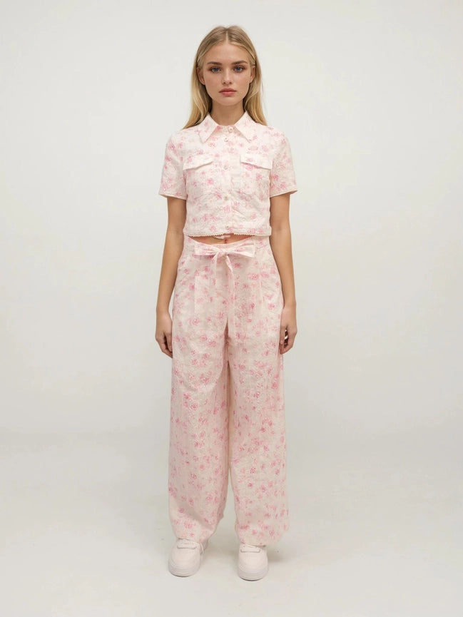 Embroidered Floral Wide-Leg Pants – Blossom Elegance (Pink)-Pants-Majestique Paris-S-Pink-Urbanheer