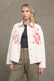 Embroidered Folk Jacket in Cream