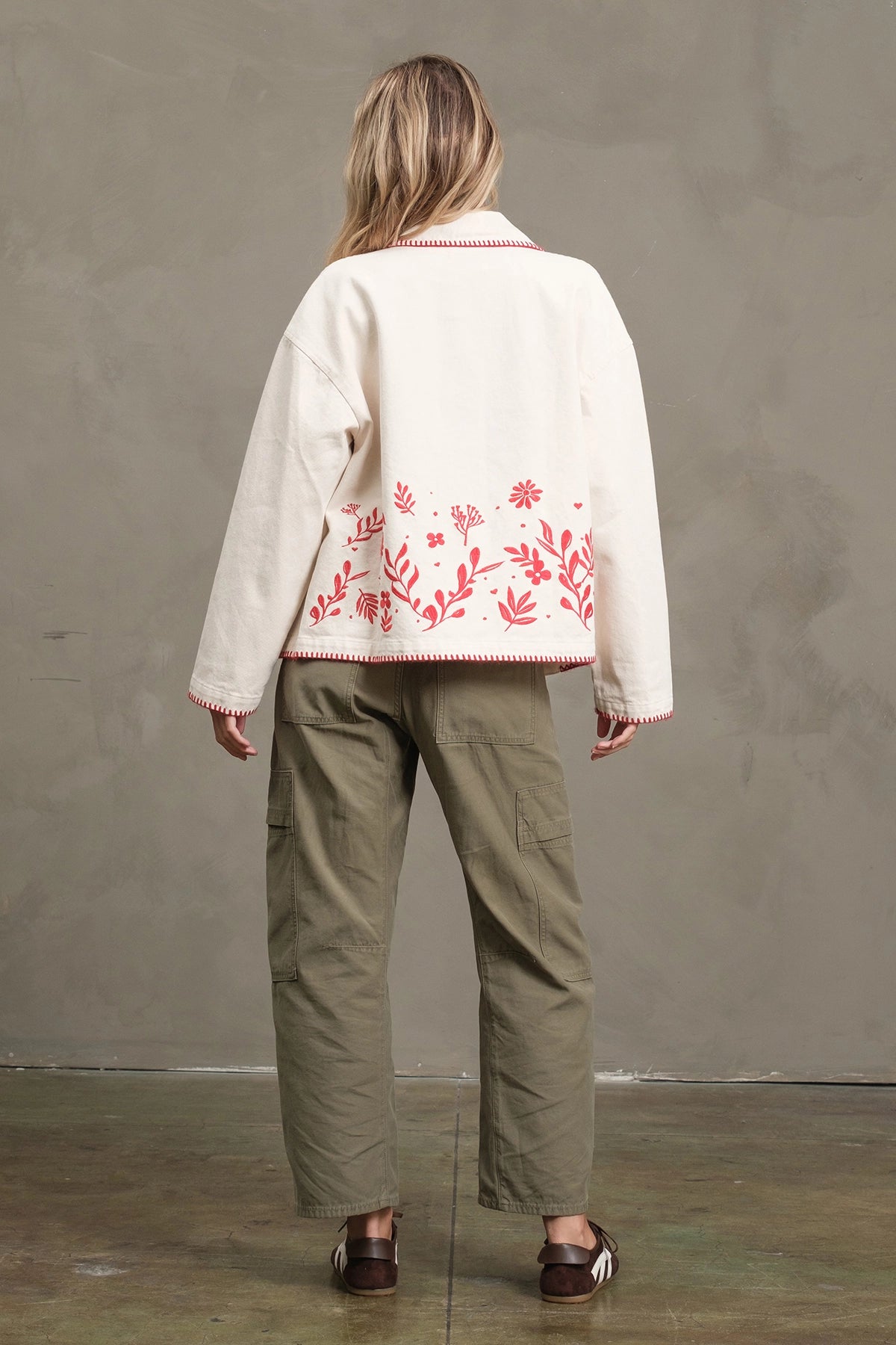 Embroidered Folk Jacket in Cream