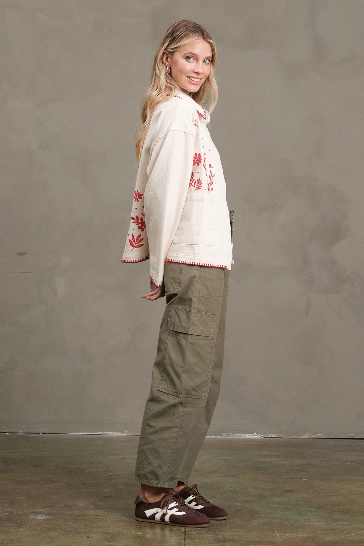 Embroidered Folk Jacket in Cream