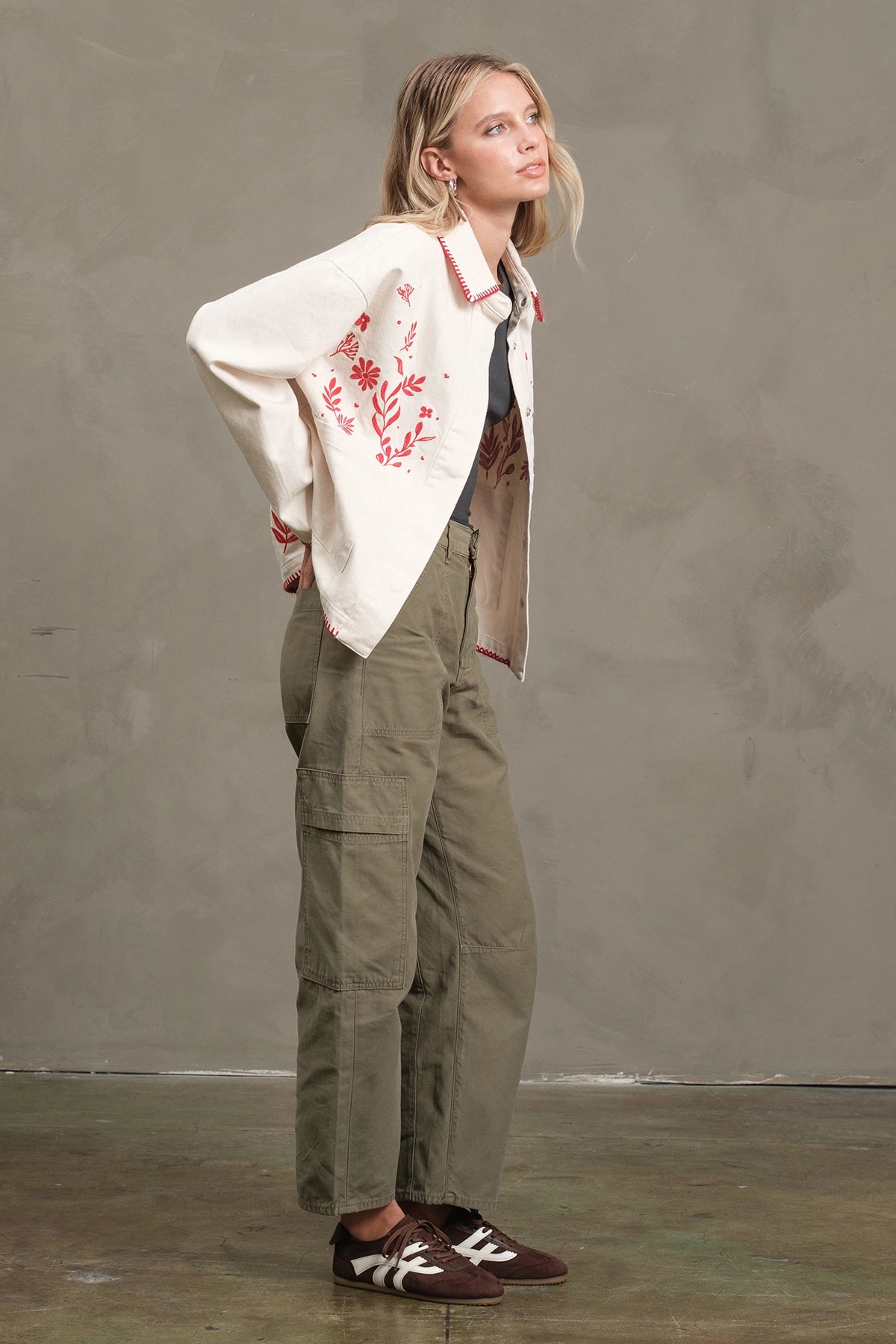 Embroidered Folk Jacket in Cream