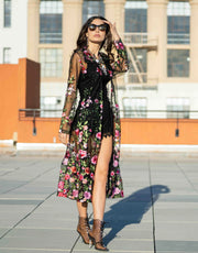Embroidered Mesh Duster Jacket