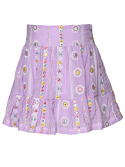 Embroidered Mini Skirt with Smocked Yoke