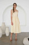 Embroidered Pintuck Detail Spaghetti Strap Midi Dress