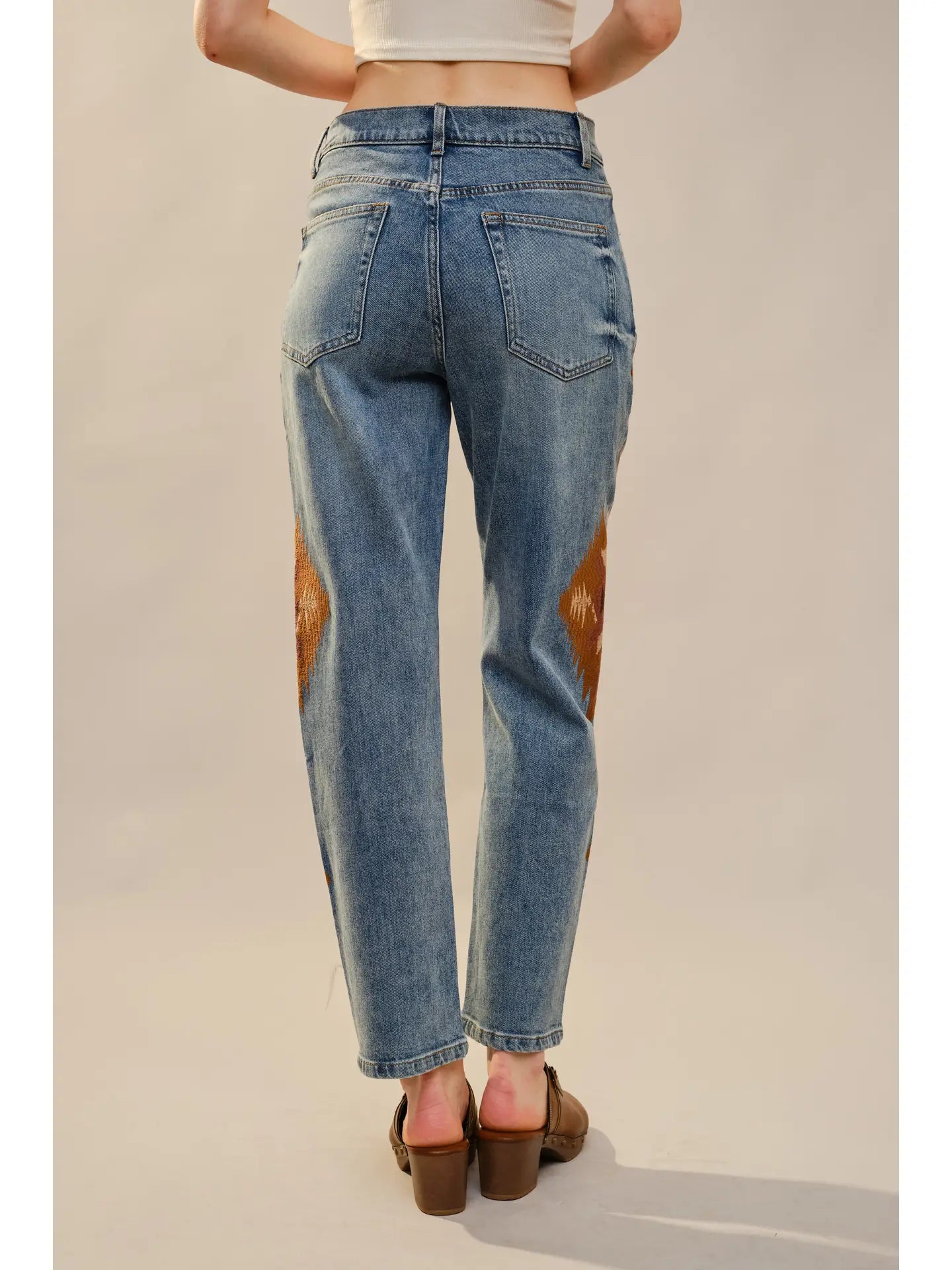 Embroidered Straight Leg Jeans