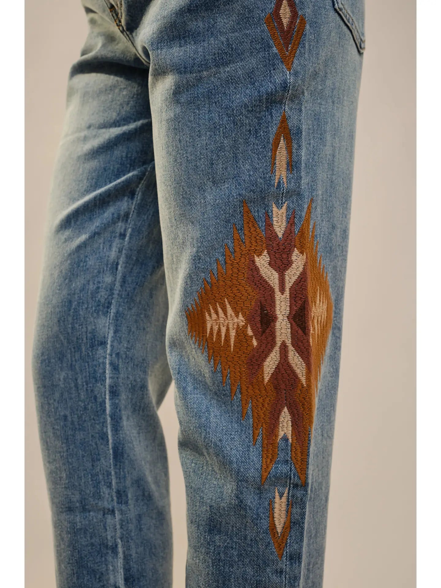Embroidered Straight Leg Jeans