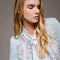 Embroidered Studded Denim Jacket-Jacket-Blue B-S-LIGHT WASH-Urbanheer