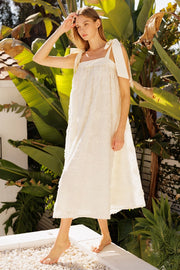 Embroidered Tie Strap Midi Dress-Dress-Endless Blu-S-CREAM-Urbanheer