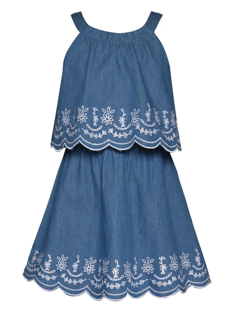 Embroidered Twofer Dress