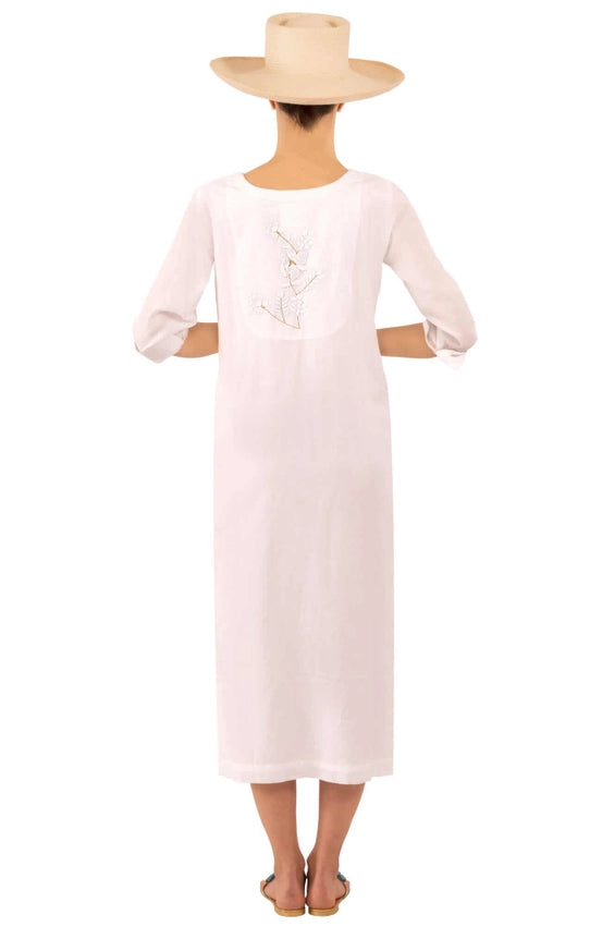 Embroidered Udaipur Kurta - La Di Da White/Gold-Dress-Gretchen Scott LLC-S-White/Gold-Urbanheer