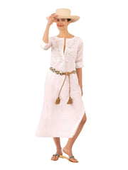 Embroidered Udaipur Kurta - La Di Da White/Gold-Dress-Gretchen Scott LLC-XXS-White/Gold-Urbanheer