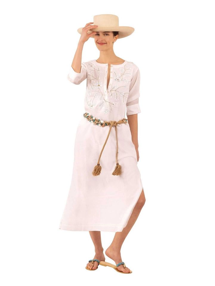 Embroidered Udaipur Kurta - La Di Da White/Gold-Dress-Gretchen Scott LLC-XXS-White/Gold-Urbanheer