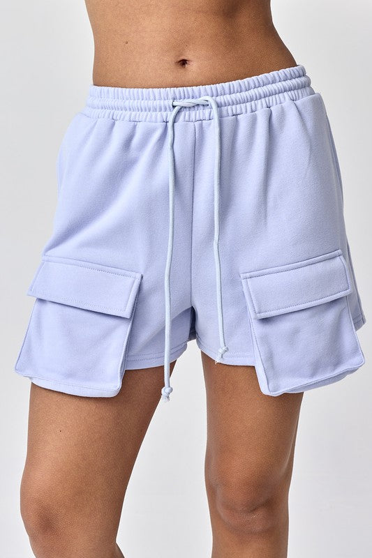 Emilia Cropped Balloon Sweatshirt And Shorts Light Blue-Set-Papermoon-S-Urbanheer